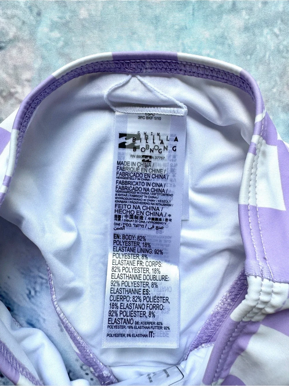 Billabong Girl’s Check Your Palm Purple and White Bikini Set Size 6